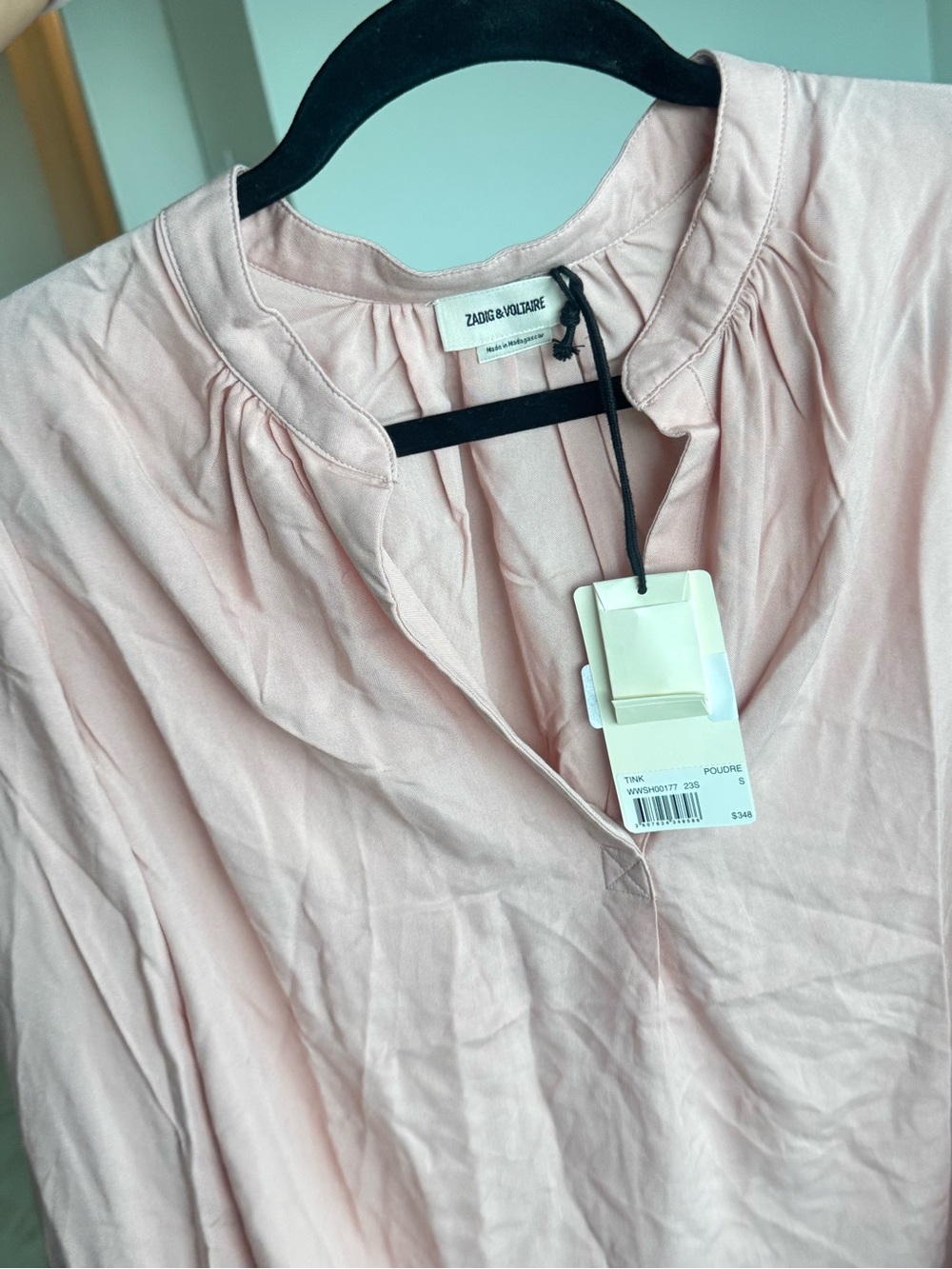 Zadig & Voltaire Blush Pink V-Neck Long Sleeve Blouse - Picture 4 of 8